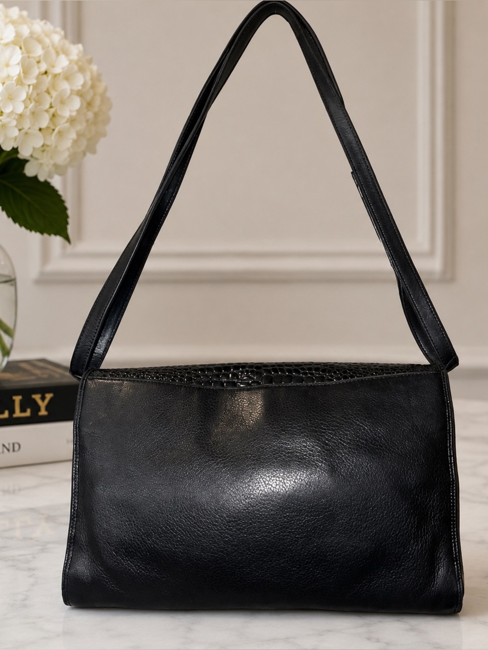 Bally Leather Croc-Embossed 3-Way Shoulder Crossbody Clutch Bag | Vintage - Picture 3 of 16